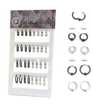 Expositor de aros de acero click con bola - ARO36