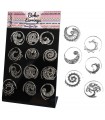 Boho silver spiral earrings display - BESS