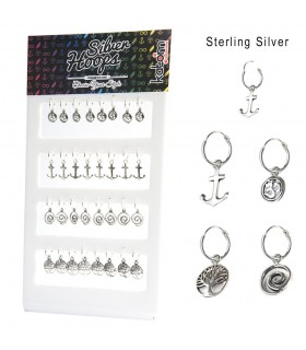 Silver hoops with pendant display - ARO21