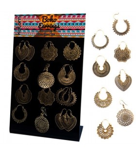 Golden ethnic earrings display - BEG