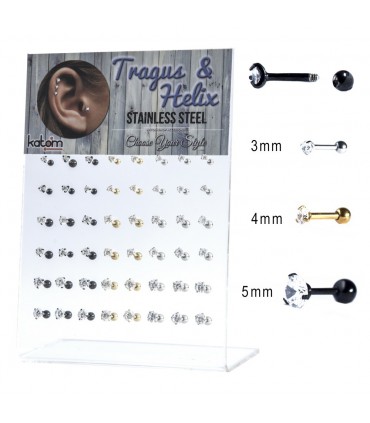Expositor de Tragus con cristal engarzado - HEL-CAR8