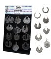 Silver ethnic earrings display - BES