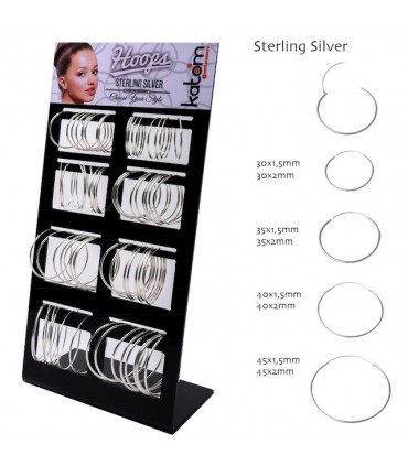 Big Silver Hoops Display - ARO1220