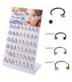 Steel open rings with stone display - BEL104CR