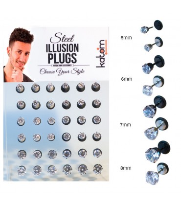 Display fake plugs steel, black and silver colored - IP1555