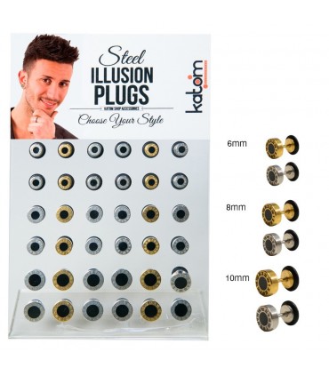 Expositor Falsa Dilatacion en Acero y Dorado - IP1555G