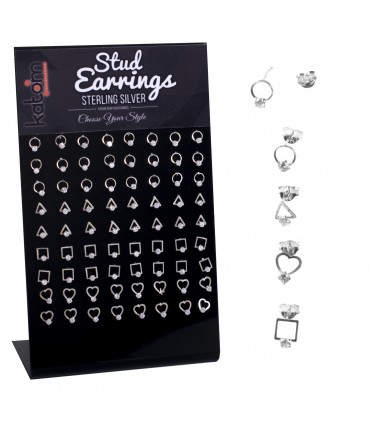 Présentoir de boucles d'oreille en argent avec point - PEN688