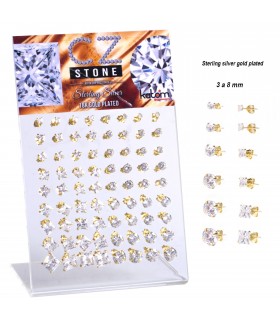 Gold plated zirconite earrings display - PEN656GOLD