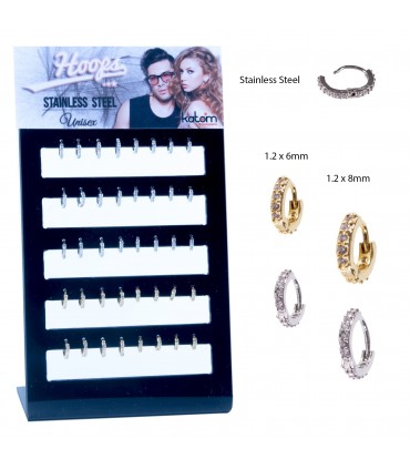 Expositor de aros de acero con piedras - ARO62