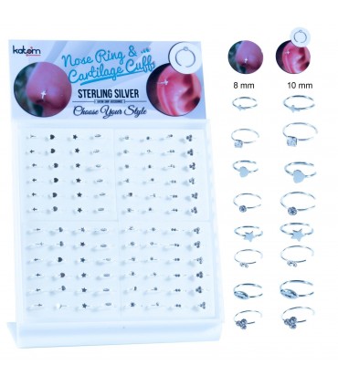 Expositor de aros de nariz de plata - ARN117