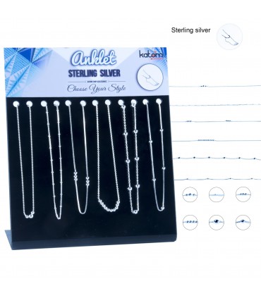 Expositor de tobilleras bolas de plata - ANK124