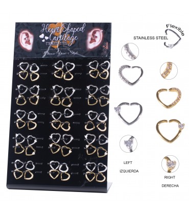 Tragus, Helix en forma de corazón con Swarovski - TRAHEARTCZ