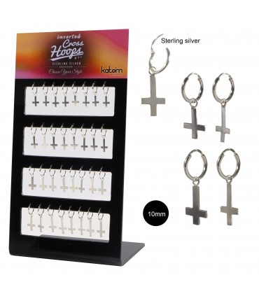 Aros de plata cruz invertida - HSCRI