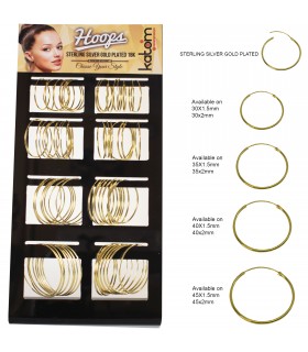 Big Silver Gold Platted Hoops  - ARO1220GOLD