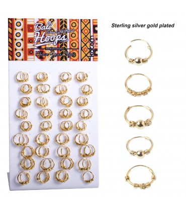 Gold platted Silver engraved hoops  - ARO27GOLD