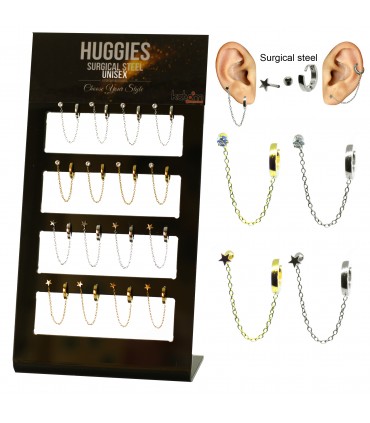 Aros de acero con cadena y pendiente - CHAIN10