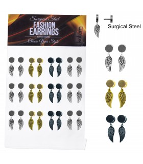 Faux piercing plug en acier avec pendentif ailes - IPWINGS