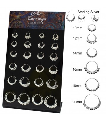 Aros de plata boho bolitas - ARO24