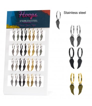 Aros de acero clicker con colgante alas - ARO30