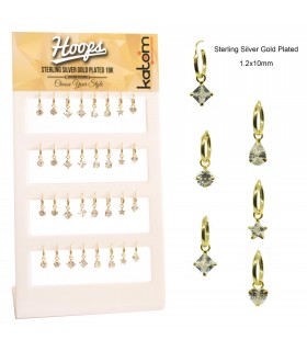 Silver gold hoops crystal display  - HOOPGOMO