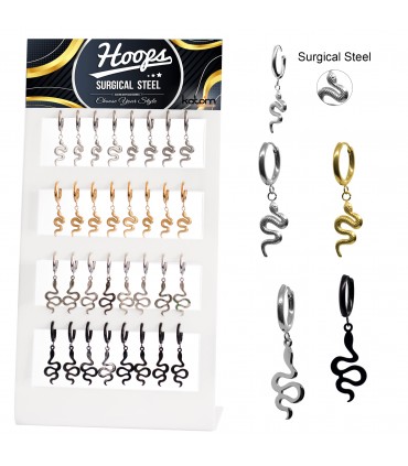 Aros de acero con colgante serpiente - HOOPSNAKE1