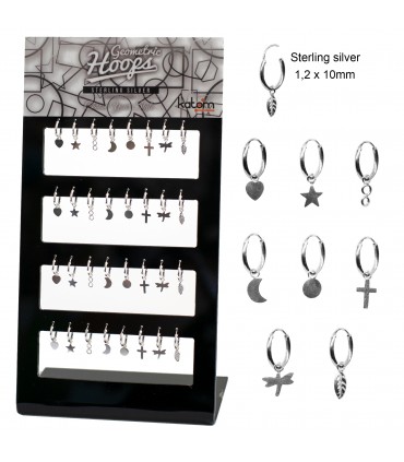 Aros con colgante motivos de plata - ARO23