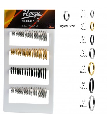 Aros de acero anchos con cierre click - ARO35MIX