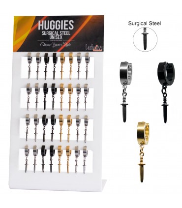 Aros de acero anchos con colgante daga - HAGSDAGA