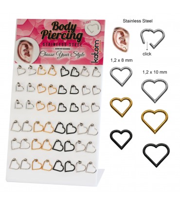 Helix/Daith/Pendiente acero clicker corazón - HEARTCLICK