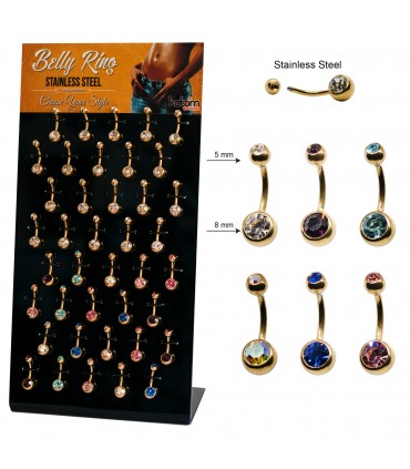 Piercing de ombligo dorado con piedra - BEL51GOLD