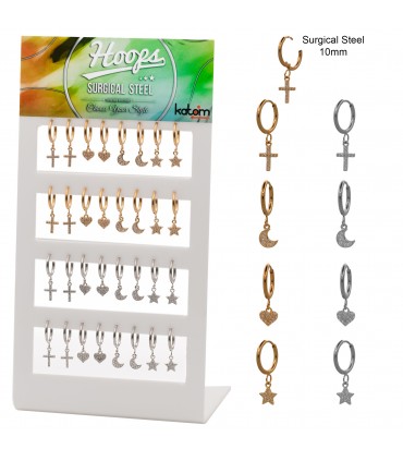 Aros de acero con colgante - ARO421