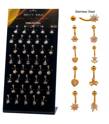 Piercing de ombligo variado dorado - BEL182GOLD