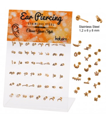 Helix/Tragus dorado con brillantitos - HEL-CAR47GD