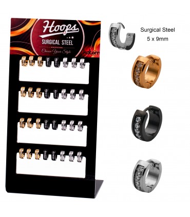 Aros anchos con tira de piedras - HAGS5037