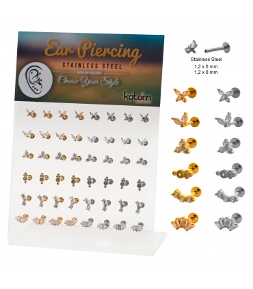 Helix/Tragus bicolor con piedritas - HEL-CAR48