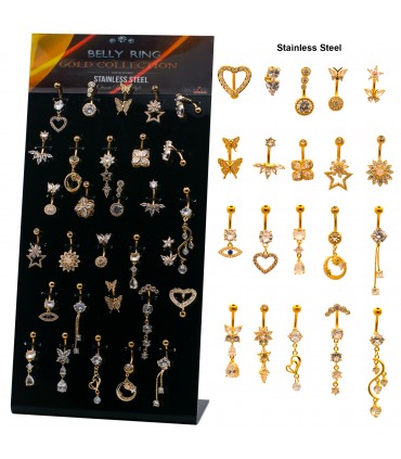 Piercing de ombligo dorado con colgante - BEL180GOLD