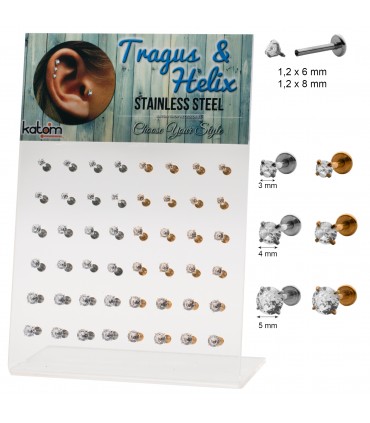 Helix/Tragus con cristal engarzado - HEL-CAR8A