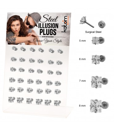 Falsas dilataciones acero con circonita cuadrada - IP1555-36SQ