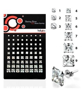 Boucles d'oreilles argent carré et rond cubic zirconia - 150 72 Pen