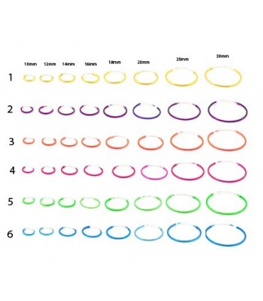 Bagues argent couleurs 10-30mm - ARO43