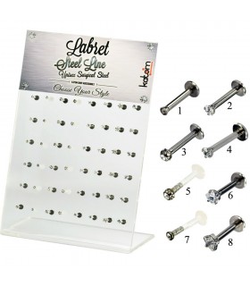 Exhibitor lip piercings, labret, in steel - MDN7020