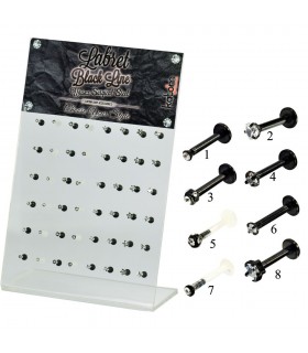 Exhibitor lip piercing in black steel - MDN7021