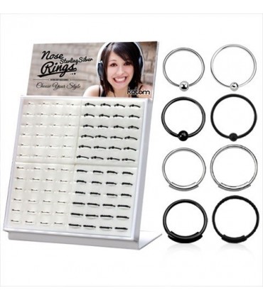 Display d' Anneau de nez. Argent. ballon ou blockage- ARN104