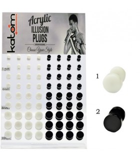 Exhibitor fake plugs white or black acrylic - IP1586-72