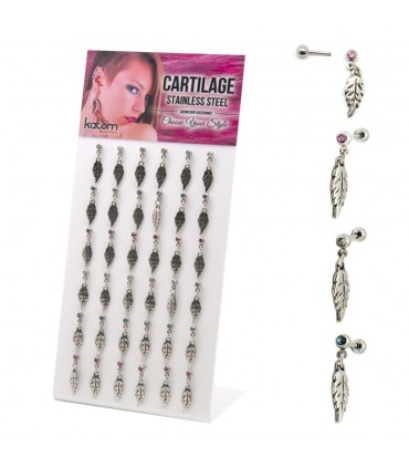 Exhibitor steel ear cuff with feather - EC10