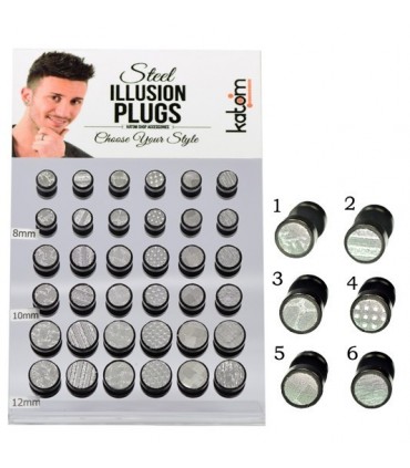 Fake plugs display . Black with holograms - IP1575