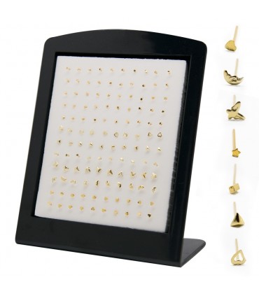 Expositor pendiente nariz con simbolos dorado - NS108