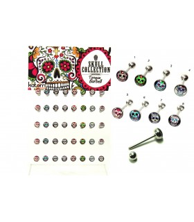 Exhibitor tongue piercing mexican skull - BRB6006