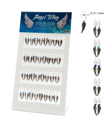 Expositor  aros de plata con colgante de alas-WHA1