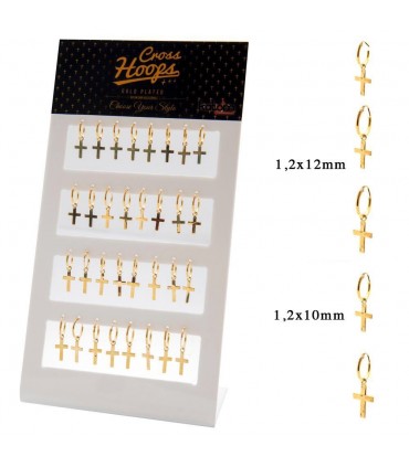 Aro plata dorado con cruz - GHSCR